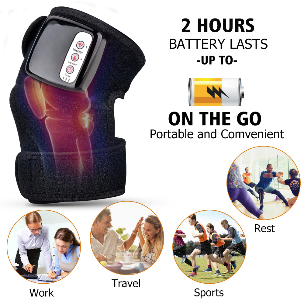 Infrared Heated Knee & Joint Massager Wrap — Vibration Therapy 3-Speed 12W