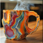 Mineral Crystal Effect Resin Coffee Mug 400ml — Decorative Handle Cup Gift