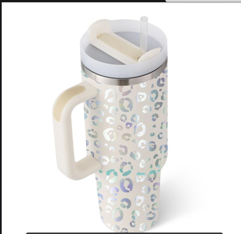 40oz Insulated Stainless Steel Tumbler with Handle & Straw — Hot 12Hr Cold 24Hr