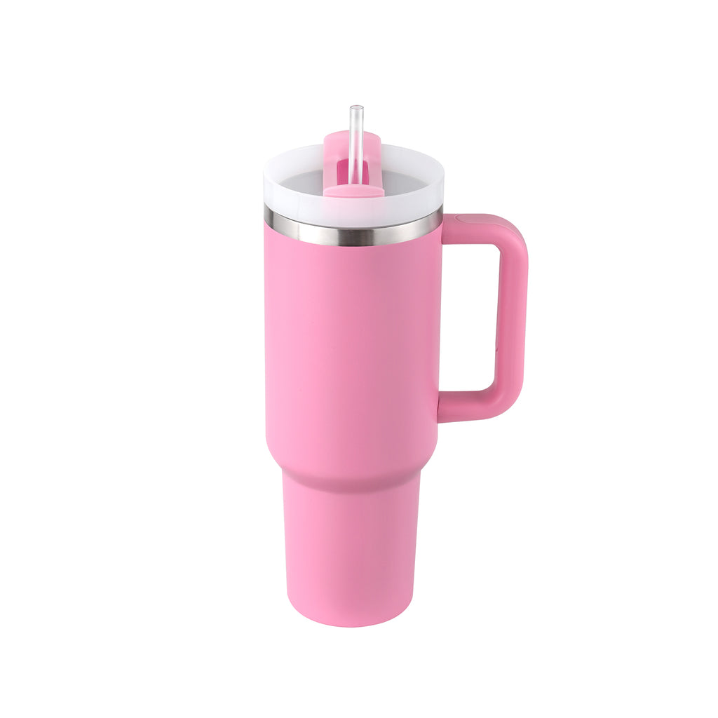 40oz Insulated Stainless Steel Tumbler with Handle & Straw — Hot 12Hr Cold 24Hr