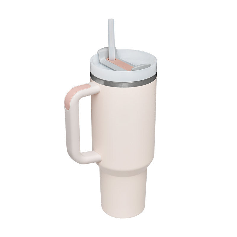 40oz Insulated Stainless Steel Tumbler with Handle & Straw — Hot 12Hr Cold 24Hr