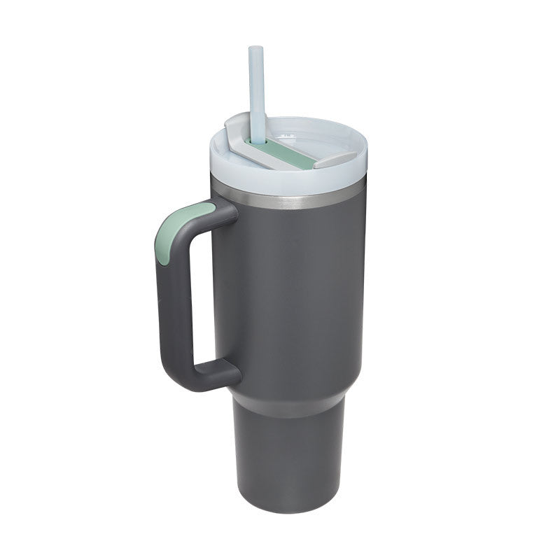 40oz Insulated Stainless Steel Tumbler with Handle & Straw — Hot 12Hr Cold 24Hr