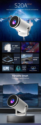 HY300 Android Smart Mini Projector 720p — 120 ANSI Lumens Home Cinema EU/US Plug