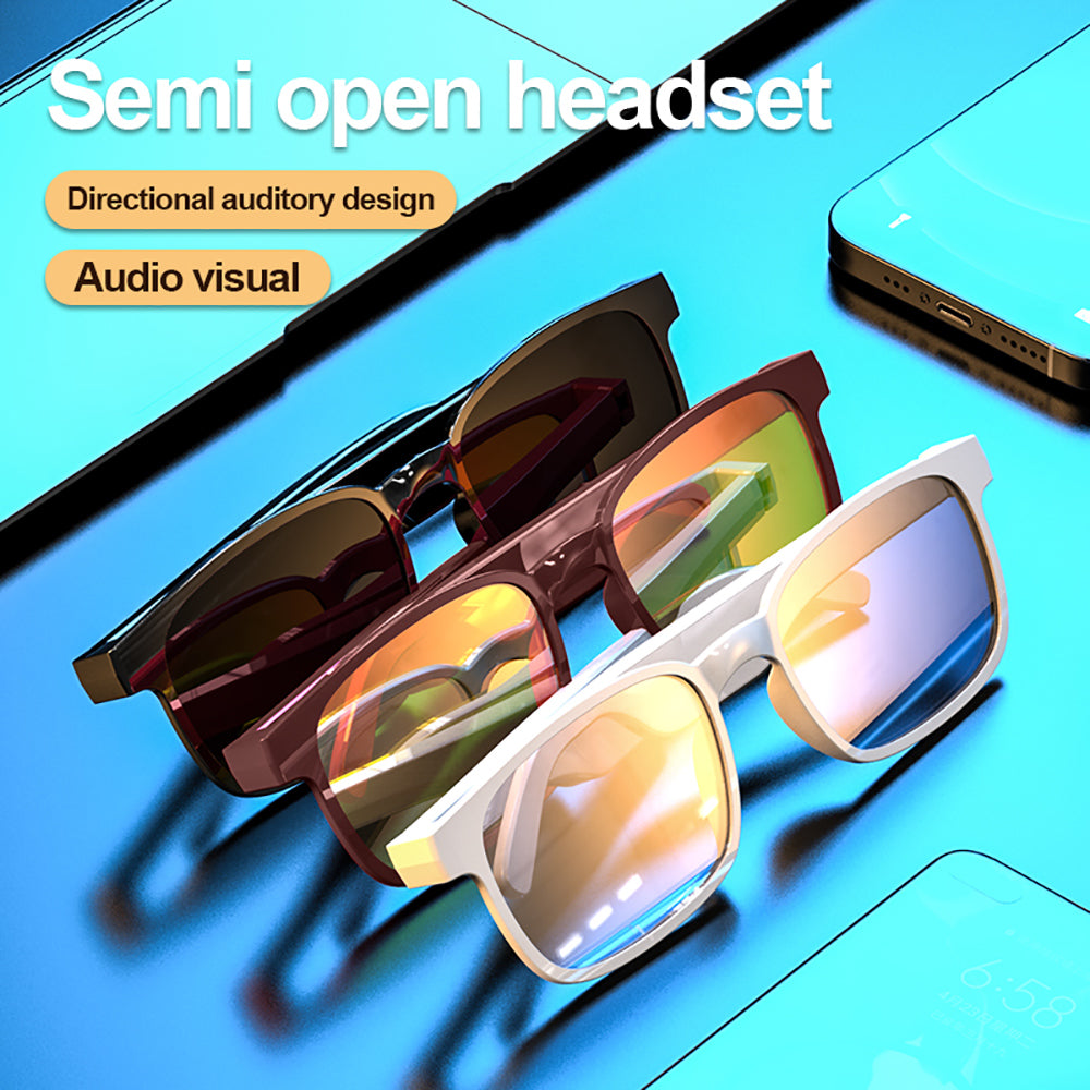 Bluetooth Sports Sunglasses — Open-Ear Wireless Audio 6-8Hr Waterproof Bluetooth 5.0