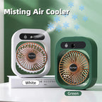 2-in-1 USB Misting Fan & Humidifier — 3 Speed Desk Spray Cooling Fan Green/White