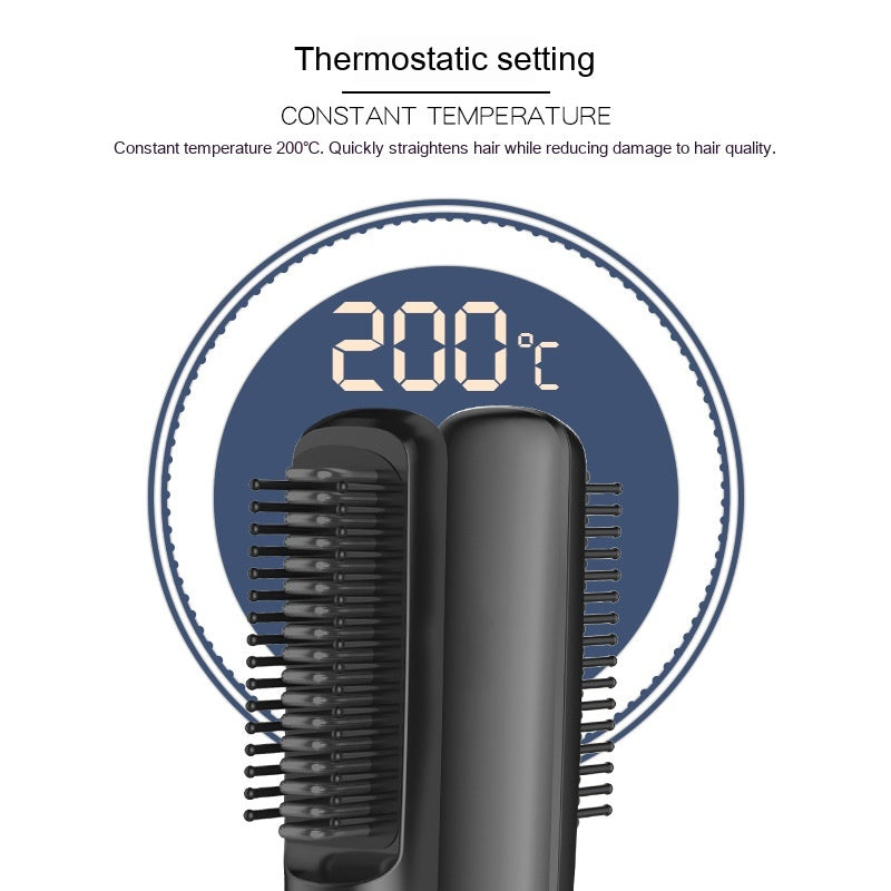 Wireless Ionic Hair Straightener Comb — USB-C Rechargeable 2600mAh Styling Tool