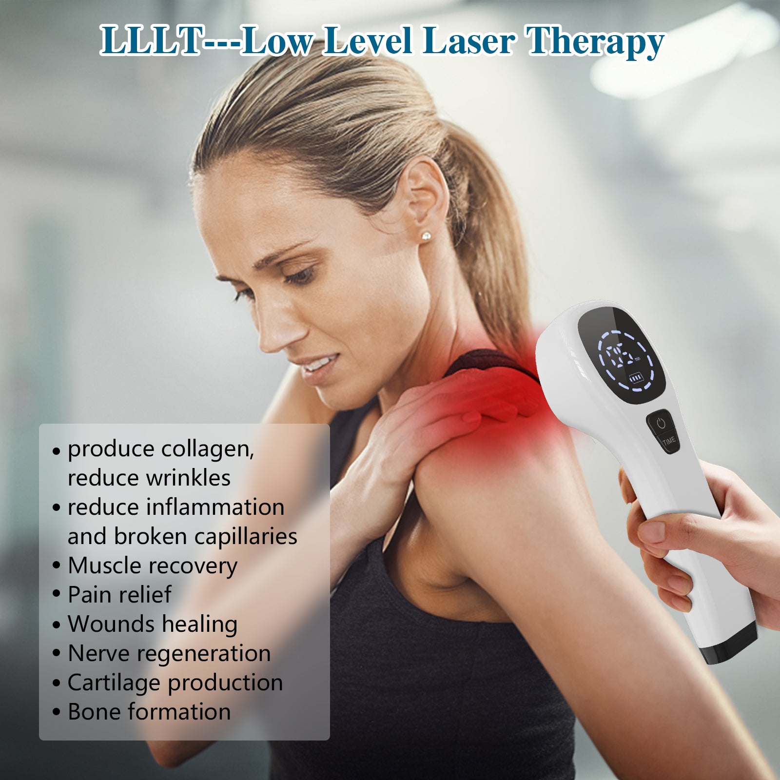 Handheld Red Light Therapy Device — Infrared Pain Relief 4×808nm & 12×650nm