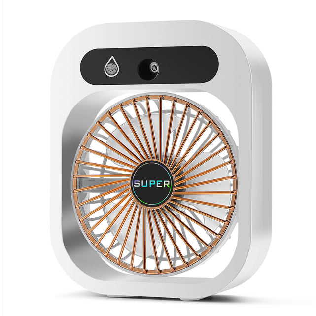 2-in-1 USB Misting Fan & Humidifier — 3 Speed Desk Spray Cooling Fan Green/White