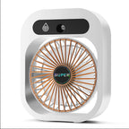 2-in-1 USB Misting Fan & Humidifier — 3 Speed Desk Spray Cooling Fan Green/White