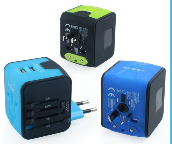 Universal Travel Adapter with Dual USB — 6-in-1 Conversion Plug 1500W 100-240V