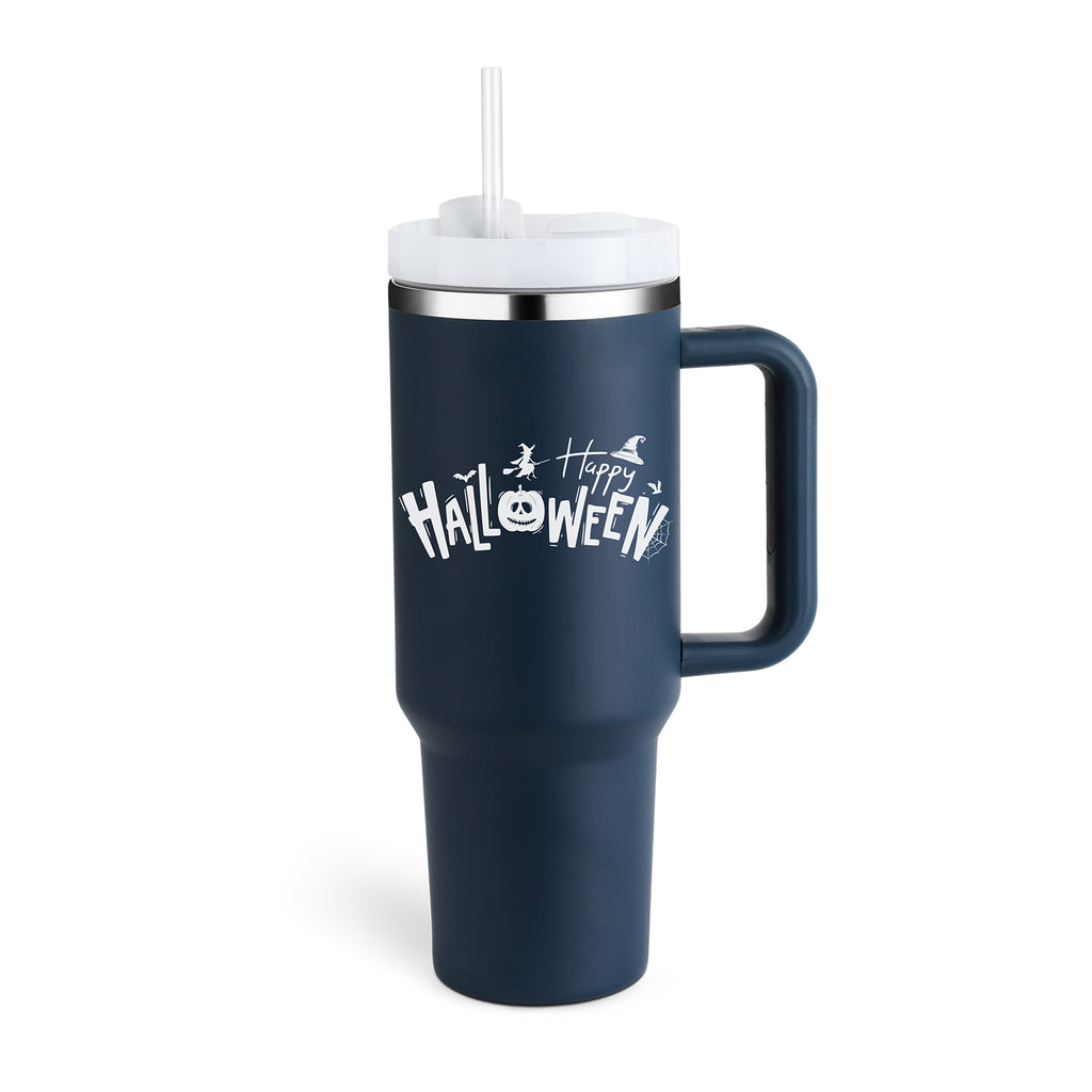 40oz Insulated Stainless Steel Tumbler with Handle & Straw — Hot 12Hr Cold 24Hr