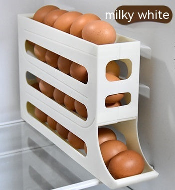 4-Layer Automatic Egg Roller Tray — 30-Egg Refrigerator Organiser 4 Colours