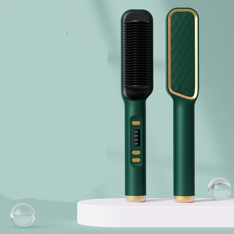 2-in-1 Ionic Hair Straightener & Curling Comb — Ceramic PTC with LCD Option