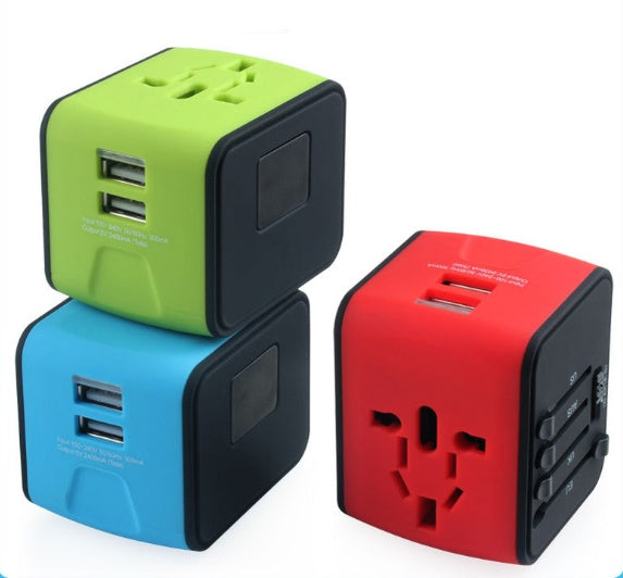 Universal Travel Adapter with Dual USB — 6-in-1 Conversion Plug 1500W 100-240V