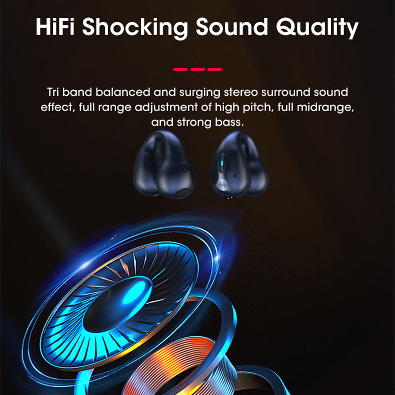 Q80 Ear Clip Bone Conduction Headphones — Bluetooth 5.3 Open-Ear Stereo