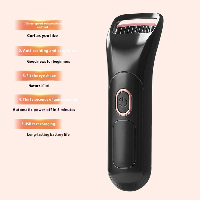 Electric Heated Eyelash Curler with Digital Display — USB Rechargeable 200mAh