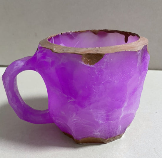 Mineral Crystal Effect Resin Coffee Mug 400ml — Decorative Handle Cup Gift