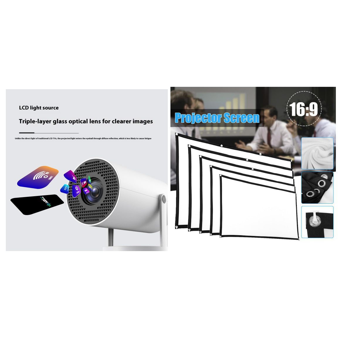 Magcubic HY300 Mini Projector — 720p WiFi Bluetooth 5.0 Auto Keystone 130-inch