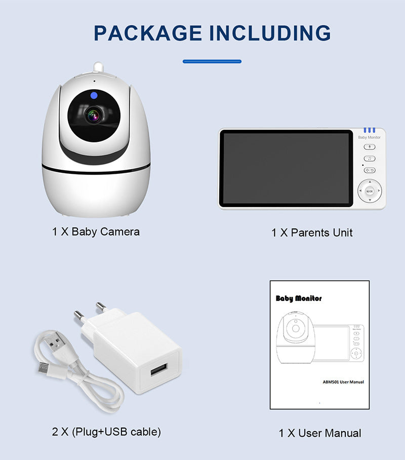 HD Wireless Baby Monitor — 5-inch 720p Screen with Cry Detection & Temperature