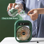 2-in-1 USB Misting Fan & Humidifier — 3 Speed Desk Spray Cooling Fan Green/White