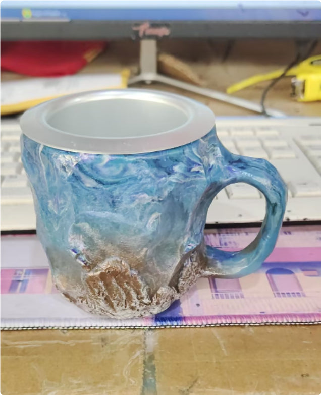 Mineral Crystal Effect Resin Coffee Mug 400ml — Decorative Handle Cup Gift