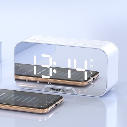 Alarm Clock Bluetooth Speaker 3W — FM Radio TF Card 4Hr Battery Display