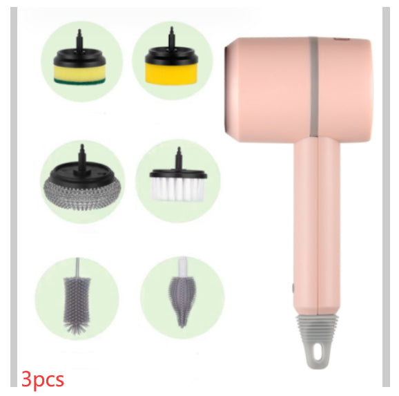 Electric Cleaning Brush Set — Rechargeable Multifunctional Scrubber 3 Brush Heads