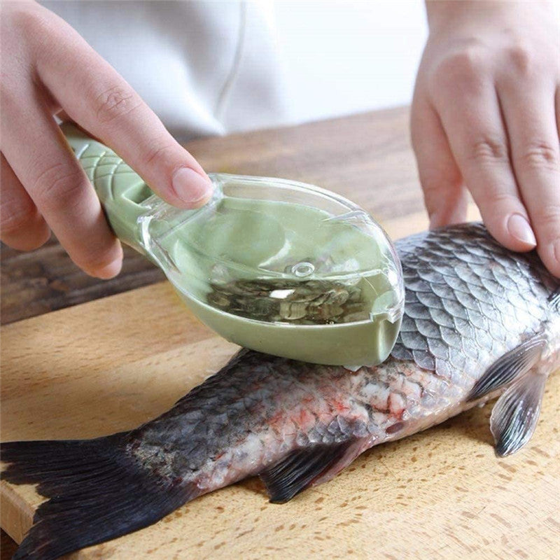 Fish Scale Scraper with Cover — Food-Grade AS/ABS Kitchen Scaler 3 Colours