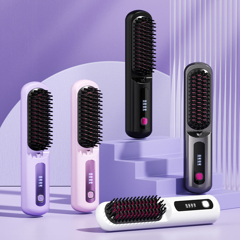 Cordless Ionic Hair Straightener Comb — Lightweight Wireless Styling Tool