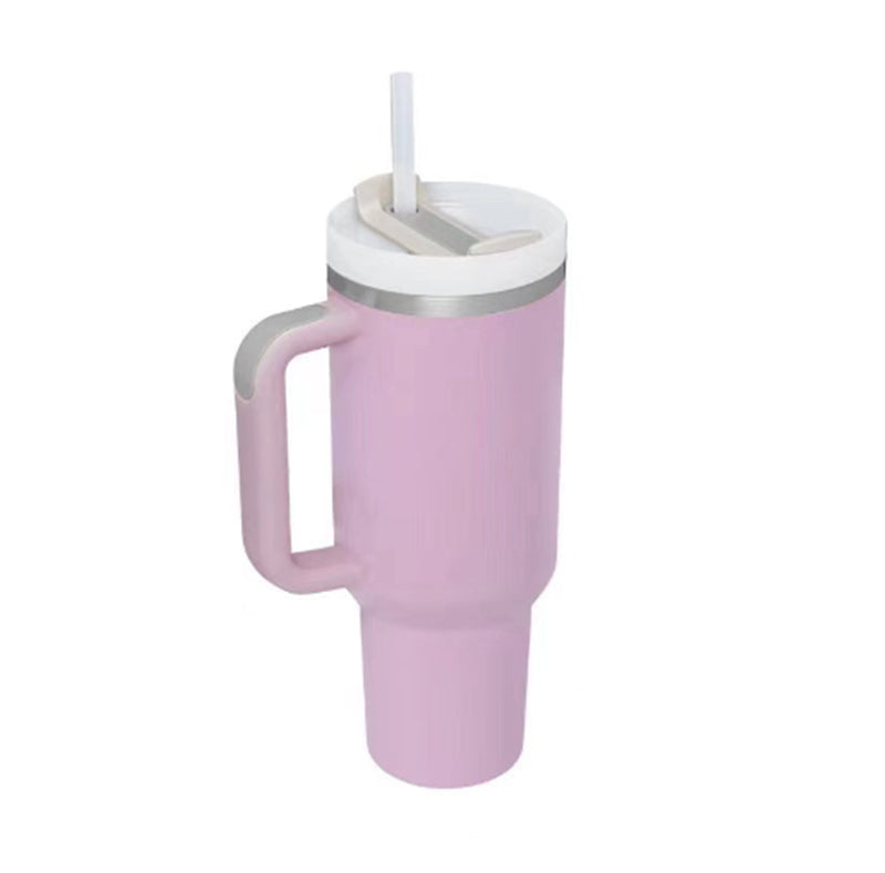 40oz Insulated Stainless Steel Tumbler with Handle & Straw — Hot 12Hr Cold 24Hr