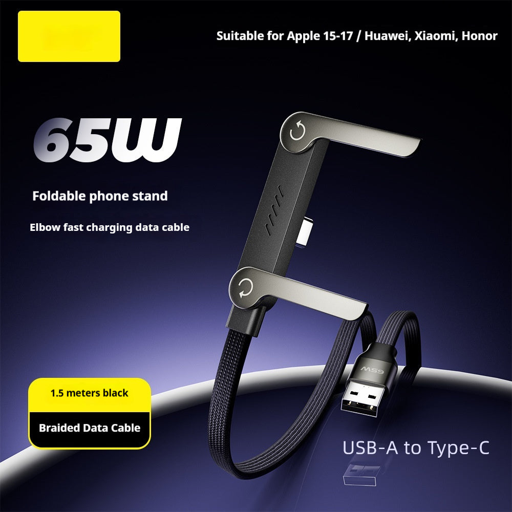 2-in-1 Fast Charging Cable with Phone Stand — 240W USB-C Braided Cable Holder