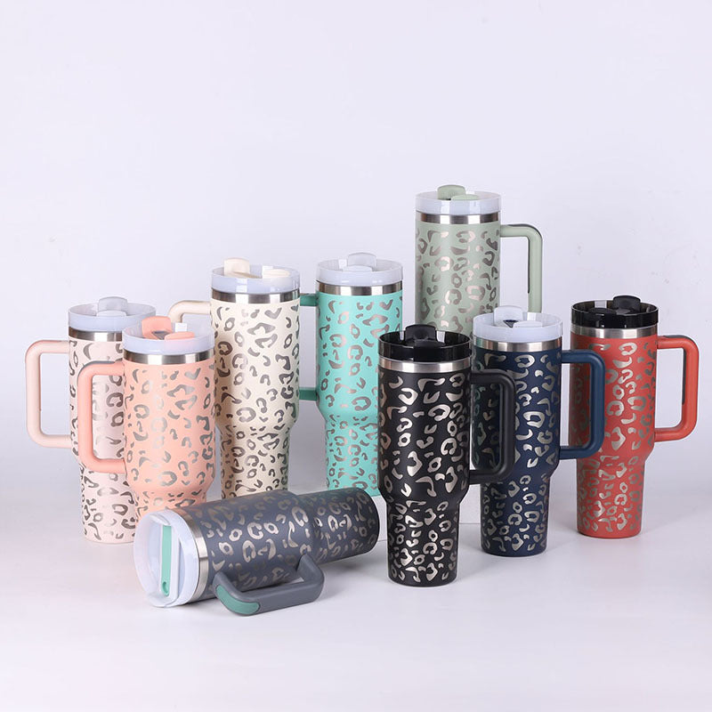 40oz Insulated Stainless Steel Tumbler with Handle & Straw — Hot 12Hr Cold 24Hr