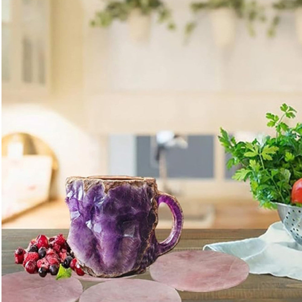 Mineral Crystal Effect Resin Coffee Mug 400ml — Decorative Handle Cup Gift