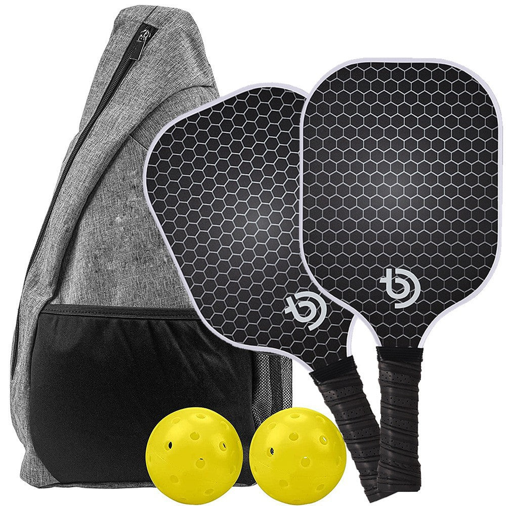 Pickleball Paddle Set — 2 Carbon Fibre Paddles, 4 Balls & Carry Bag