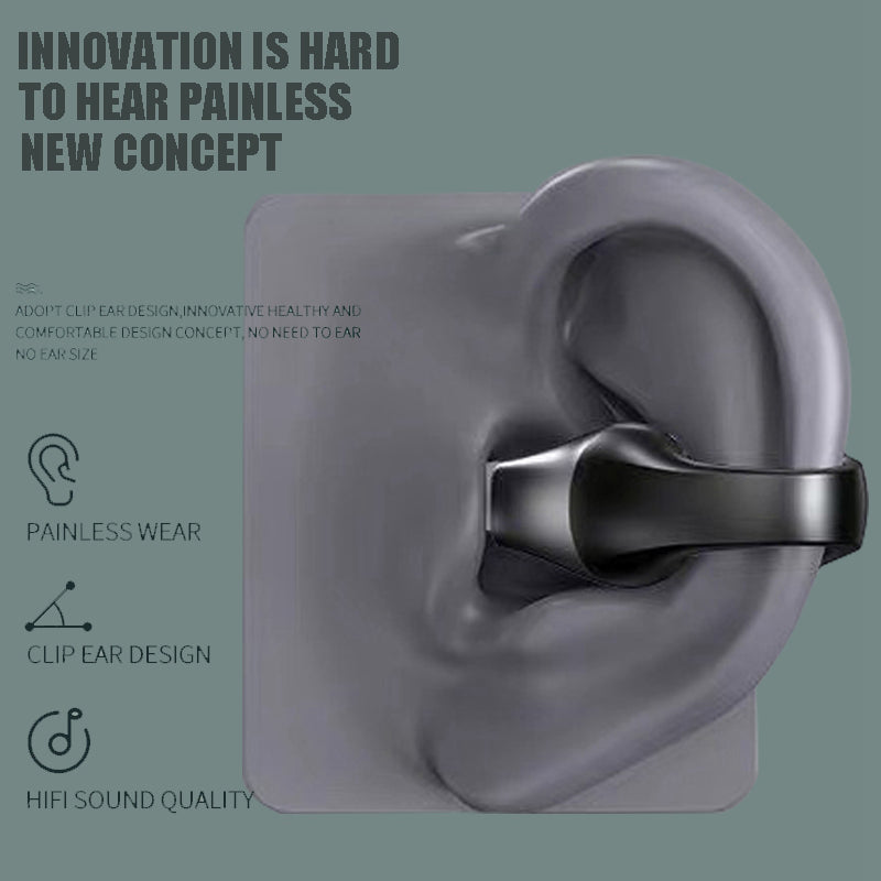 Ear Clip Open-Ear Bluetooth 5.2 Headphones — 36Hr HIFI Dual Drive 350mAh Case