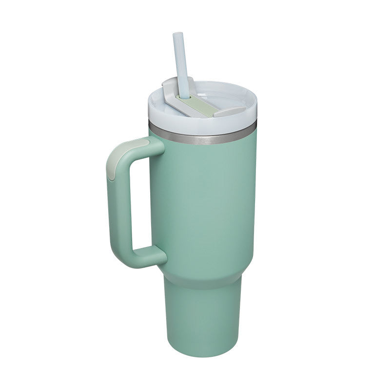 40oz Insulated Stainless Steel Tumbler with Handle & Straw — Hot 12Hr Cold 24Hr