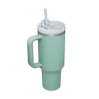 40oz Insulated Stainless Steel Tumbler with Handle & Straw — Hot 12Hr Cold 24Hr