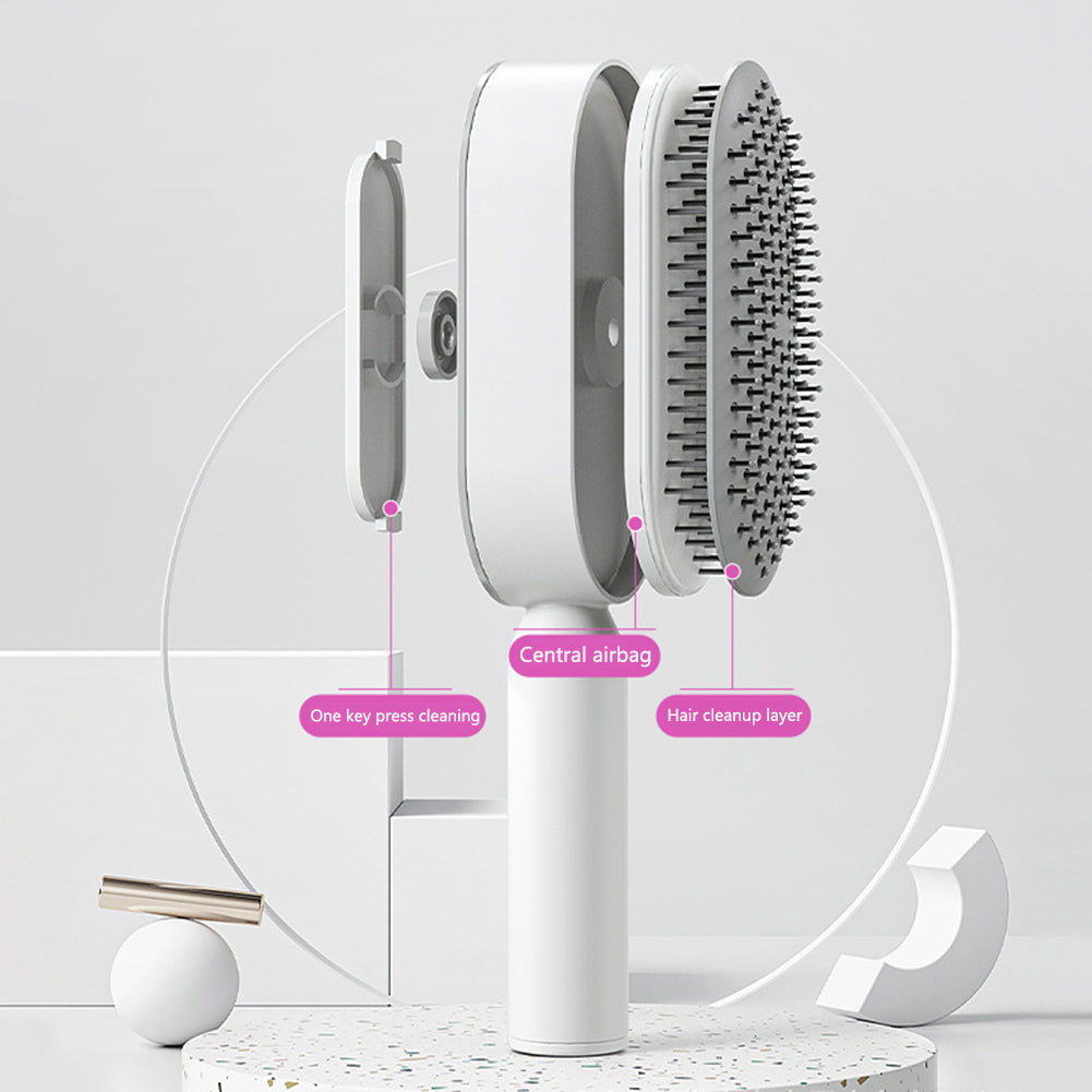 Self-Cleaning Hairbrush with 3D Air Cushion — Detangling Scalp Massage Brush