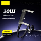 2-in-1 Fast Charging Cable with Phone Stand — 240W USB-C Braided Cable Holder