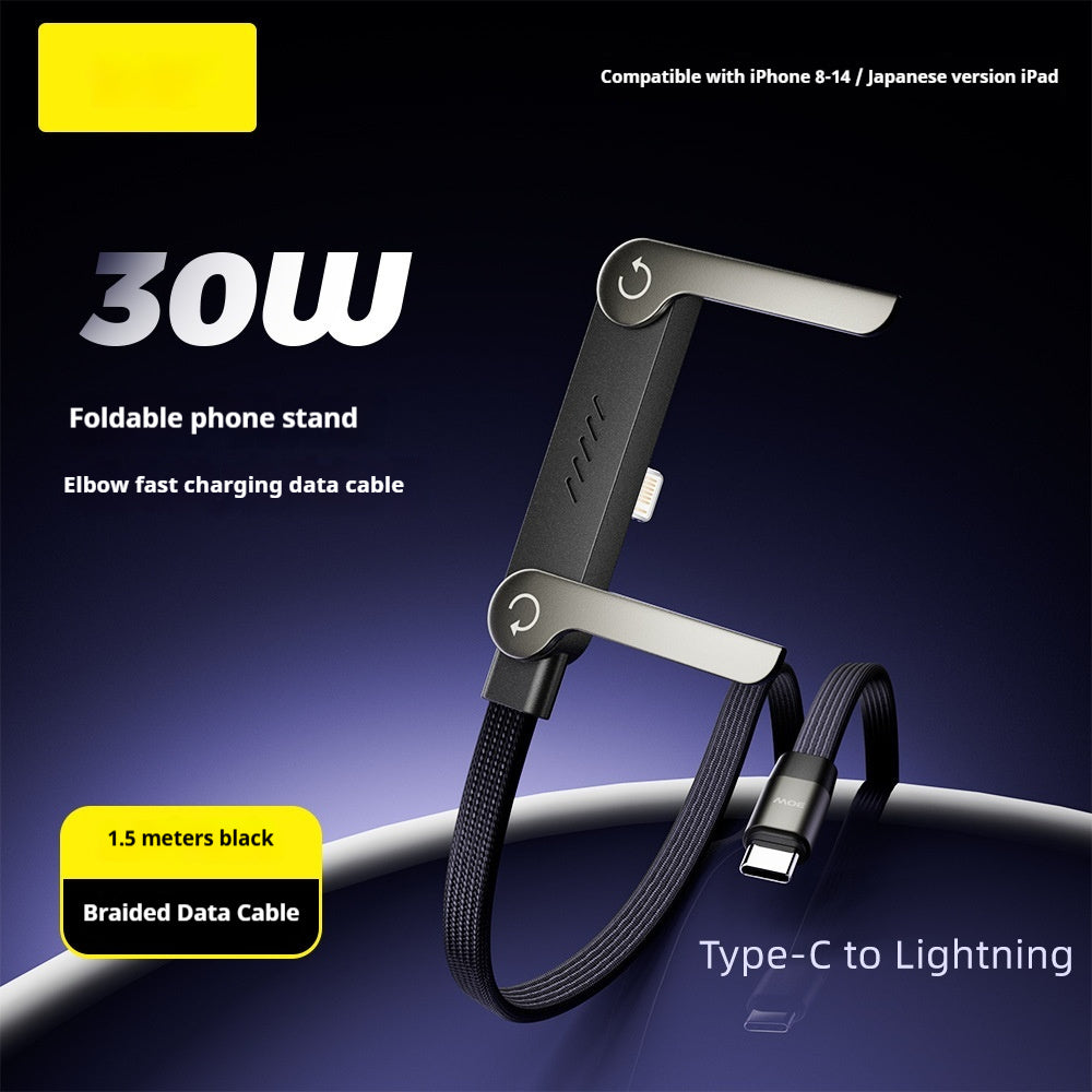 2-in-1 Fast Charging Cable with Phone Stand — 240W USB-C Braided Cable Holder