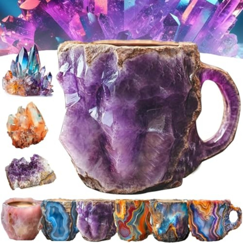 Mineral Crystal Effect Resin Coffee Mug 400ml — Decorative Handle Cup Gift