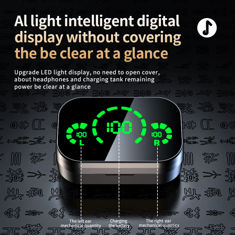 YD03 TWS Wireless Earbuds — Bluetooth 5.3 LED Display Breathing Light Graphene