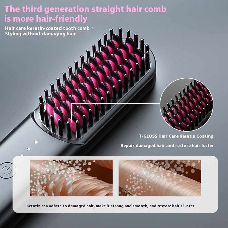 Cordless 2-in-1 Hair Curler & Straightener Comb — Ionic Wireless Styling Tool