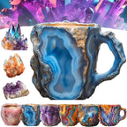 Mineral Crystal Effect Resin Coffee Mug 400ml — Decorative Handle Cup Gift