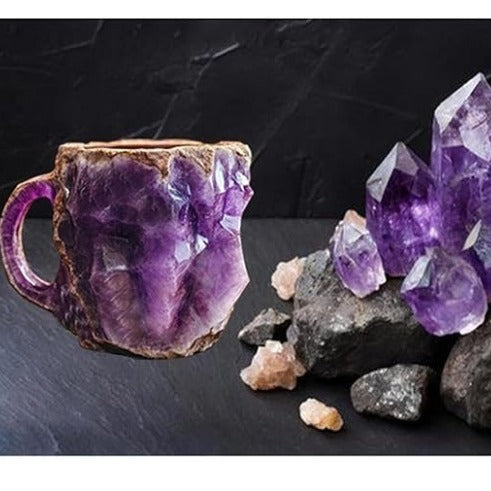 Mineral Crystal Effect Resin Coffee Mug 400ml — Decorative Handle Cup Gift