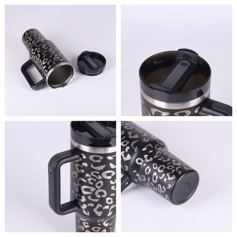 40oz Insulated Stainless Steel Tumbler with Handle & Straw — Hot 12Hr Cold 24Hr