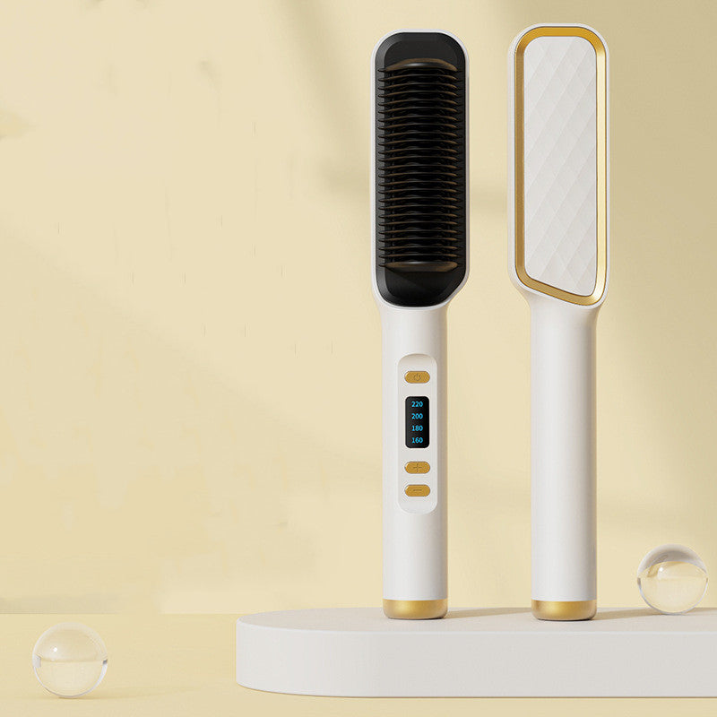 2-in-1 Ionic Hair Straightener & Curling Comb — Ceramic PTC with LCD Option