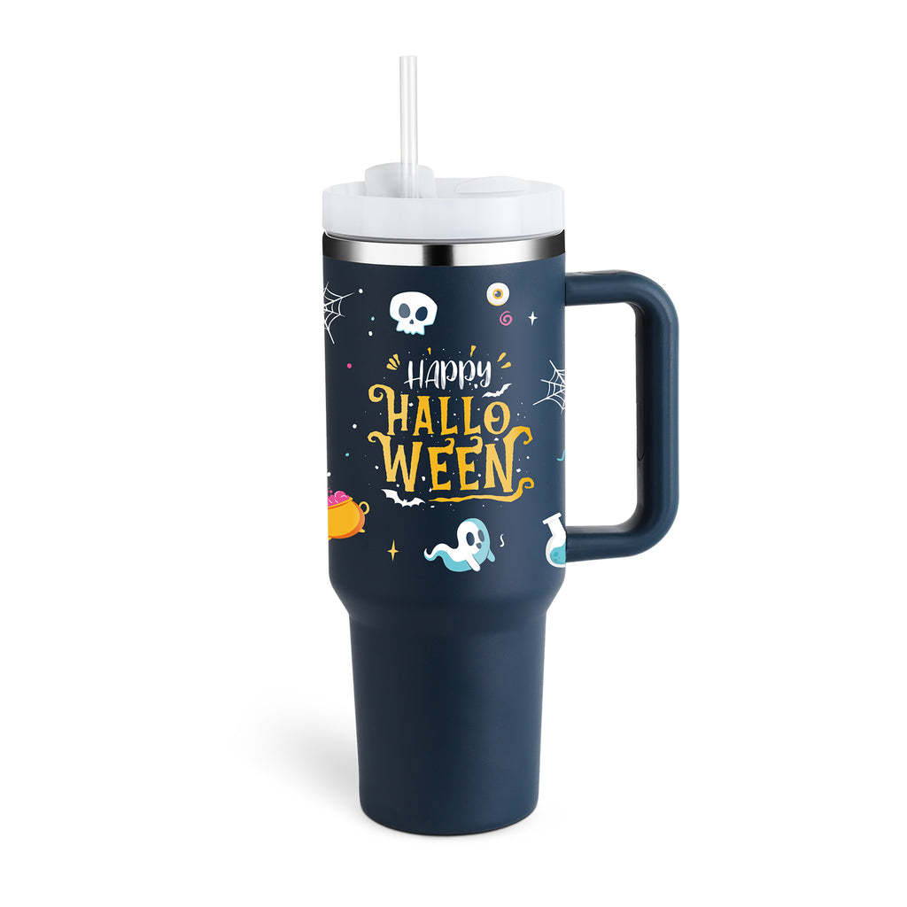 40oz Insulated Stainless Steel Tumbler with Handle & Straw — Hot 12Hr Cold 24Hr