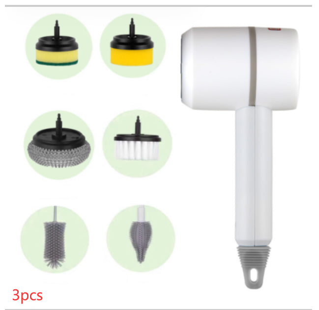 Electric Cleaning Brush Set — Rechargeable Multifunctional Scrubber 3 Brush Heads