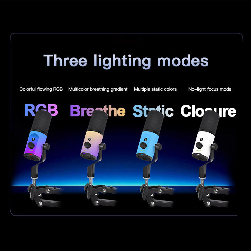 ZX777 RGB Moving Coil Microphone — USB & XLR Dual-Mode with Noise Reduction